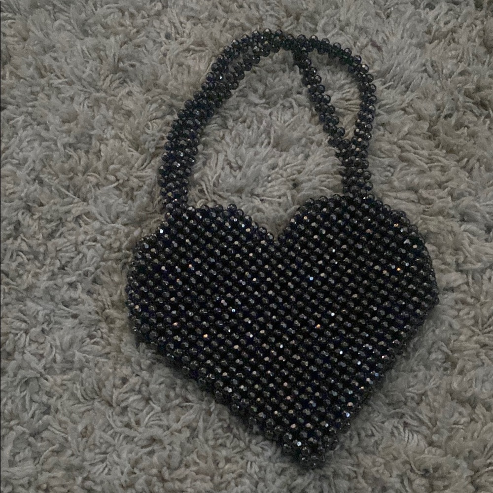 Heart-Shaped Beaded Handbag